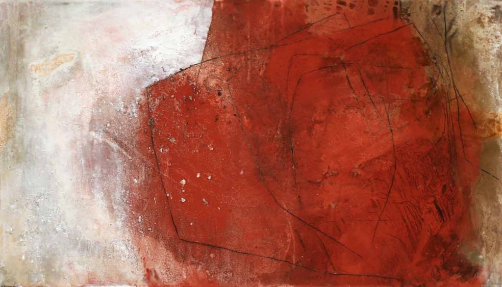 Abstract painting with earth pigments, rock powder, ashes and scratches