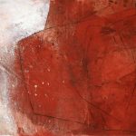 Abstract painting with earth pigments, rock powder, ashes and scratches