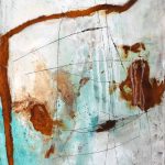 Mixed media | Abstract painting with pigments, rust & ash on wood