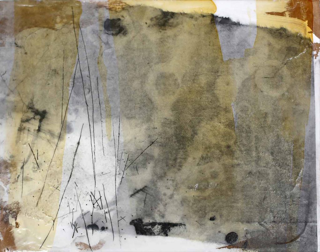 collage abstrakt aus papier,schellack & wachs - katja gramann