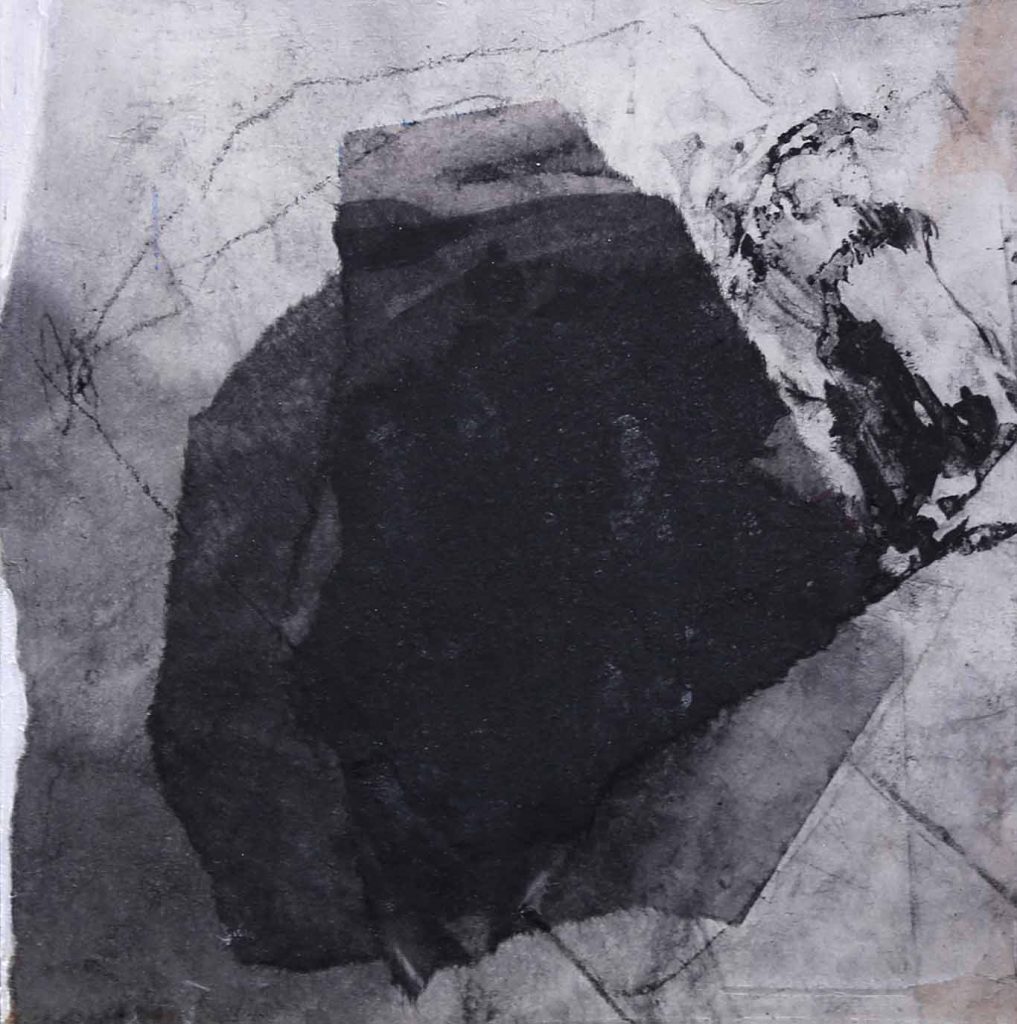 abstrakte collage schwarz - kleines format - katja gramann