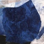 Collage of paper in shades of blue in small format