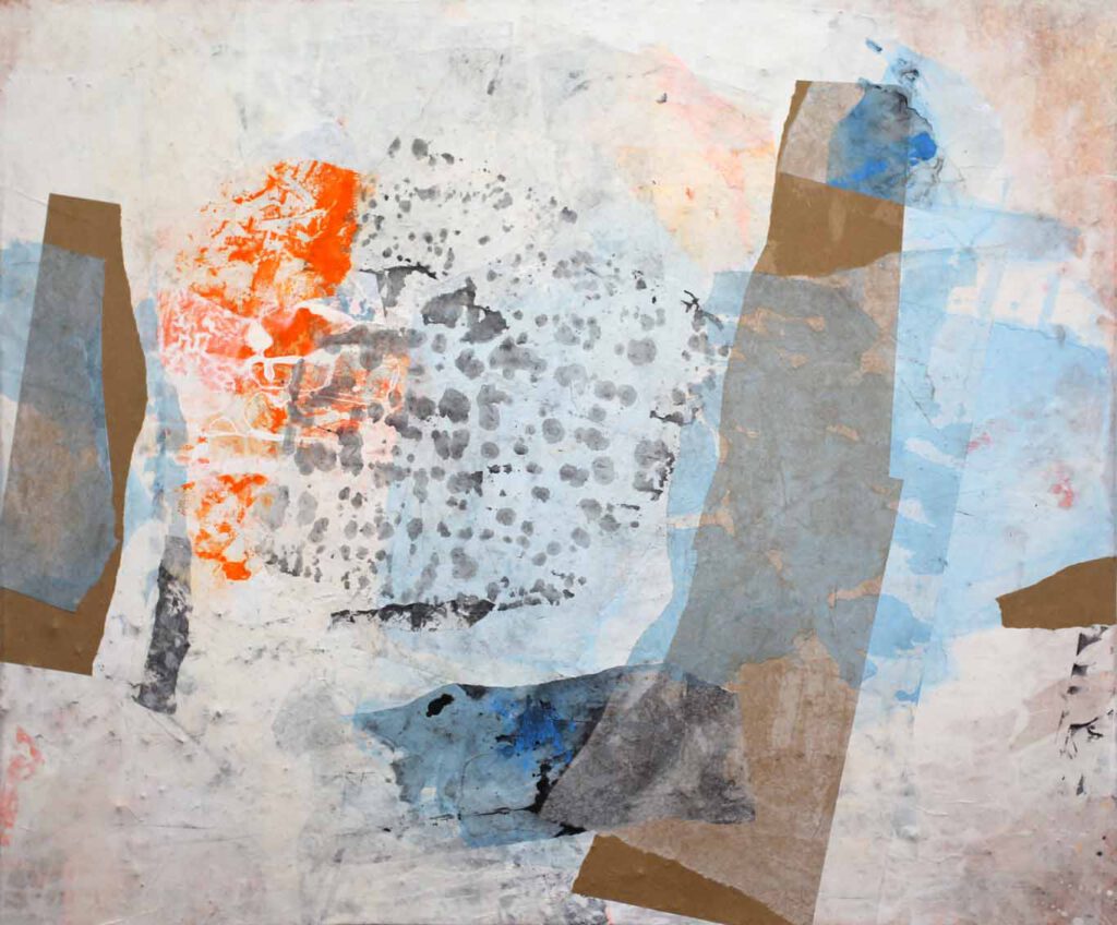 Abstrakte Collage aus Chinapapier - zeitgenössische Kunst aus Gräfelfing