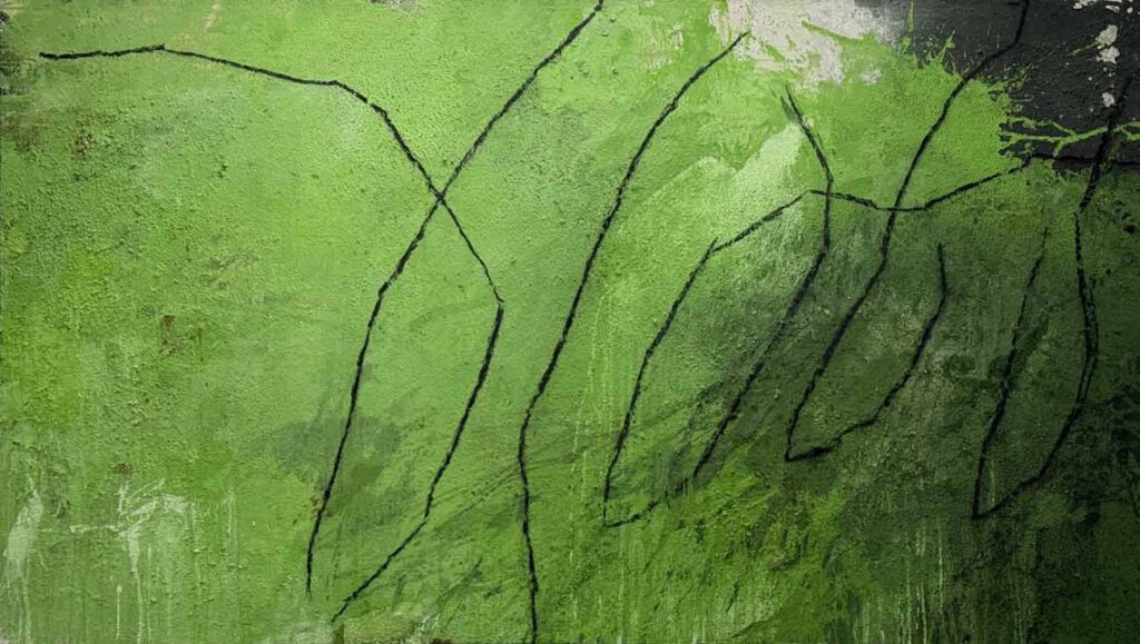 abstraktes grünes Gemälde mit ruhiger Wirkung beruhigend