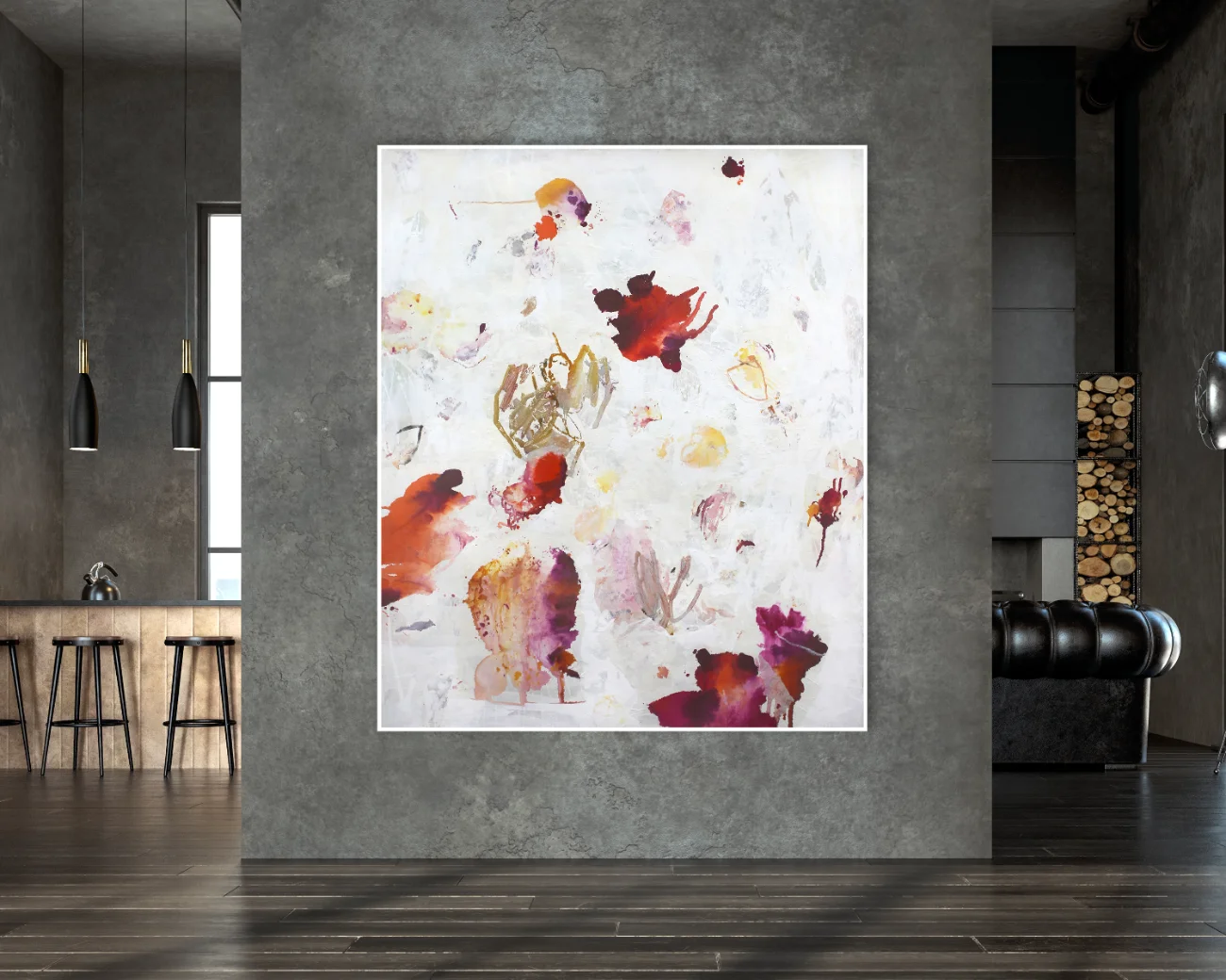 Großformatiges abstraktes Wandbild und moderne Collage „Easy 2“ im XXL-Format 180x150cm von Katja Gramann.