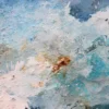 Nahaufnahme der Maloberfläche von Thalassa: reliefartige Struktur aus Asche, Pigmenten und Gesteinsmehl