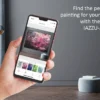 Gemälde per Augmented Reality an der eigenen Wand testen – IAZZU-App von Katja Gramann Smartphone zeigt Vorschau eines Gemäldes von Katja Gramann an der Wand mit der kostenlosen IAZZU-Augmented-Reality-App