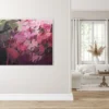 Abstraktes Acrylbild „Füreinander 1" von Katja Gramann an hellbeiger Wand im Wohnbereich