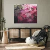 Abstraktes Acrylbild „Füreinander 1" von Katja Gramann über einem Sideboard an hellbrauner Wand