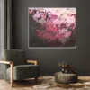 Abstrakte Kunst „Füreinander Nr. 3" von Katja Gramann an grünlicher Wand hinter einem Sessel – abstrakte Bilder für Wohnzimmer kaufen