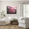Modernes abstraktes Gemälde „Füreinander Nr. 3" von Katja Gramann an hellbeiger Wand im Wohnzimmer über weißem Sofa – abstrakte Bilder für Wohnzimmer