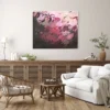 Abstraktes Wandbild „Füreinander Nr. 3" von Katja Gramann über einem Sideboard im Wohnzimmer – Originalgemälde kaufen fürs Wohnzimmer
