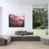 „Füreinander Nr. 3" über grauem Sofa – moderne Wandkunst kaufen