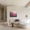 Originalgemälde „Füreinander Nr. 3" von Katja Gramann über einem modernen hellen Sofa im Wohnzimmer – Unikate kaufen für stilvolles Wohnen
