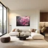 „Füreinander Nr. 4" – modernes Wohnzimmer mit abstrakter Kunst Acrylgemälde „Füreinander Nr. 4" von Katja Gramann an heller Wand in einem hellen, modern eingerichteten Wohnzimmer
