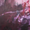 „Füreinander Nr. 4" – Detail in Grün-. Rose- und Violetttönen Detailausschnitt aus „Füreinander Nr. 4" mit gestischen Farbverläufen in Violett und Rosé