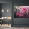 Abstraktes Acrylbild „Füreinander 2" von Katja Gramann auf grauer Wand