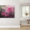 Abstraktes Acrylbild „Füreinander 2" von Katja Gramann auf hellbrauner Wand im Eingangsbereich