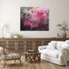 Moderne Kunst für Ihr Zuhause _ Abstraktes Acrylgemälde „Füreinander 2" von Katja Gramann auf heller Wand über einer Kommode