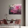 Abstraktes Acrylbild „Füreinander 2" von Katja Gramann auf hellgrauer Wand im Esszimmer
