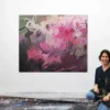 Katja Gramann präsentiert ihr handgemaltes Originalgemälde „Füreinander 2" im Atelier