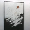 Seitliche Ansicht des gerahmten Gemäldes „Neubeginn Nr. 5" an der Atelierwand